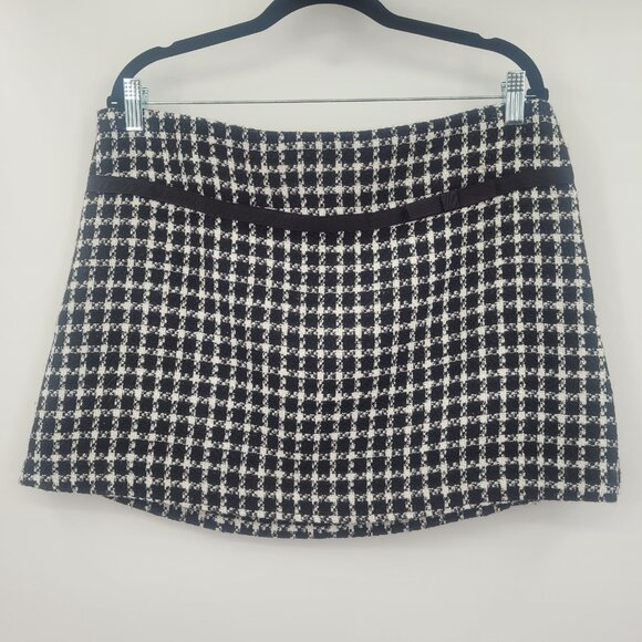 Xhilaration Mini Skirt Black White Tweed Houndstooth A-line - Picture 2 of 6